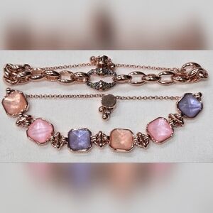 NWOT Bomb Party Lot Of 2 Rose-Gold Tone Gemstone Bedazzled Stack Bracelets